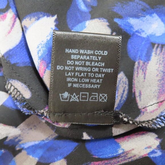 Noir Womens Medium Blue Watercolor Brush Stroke Sleevless Blouse Shirt Buttons - Picture 8 of 9